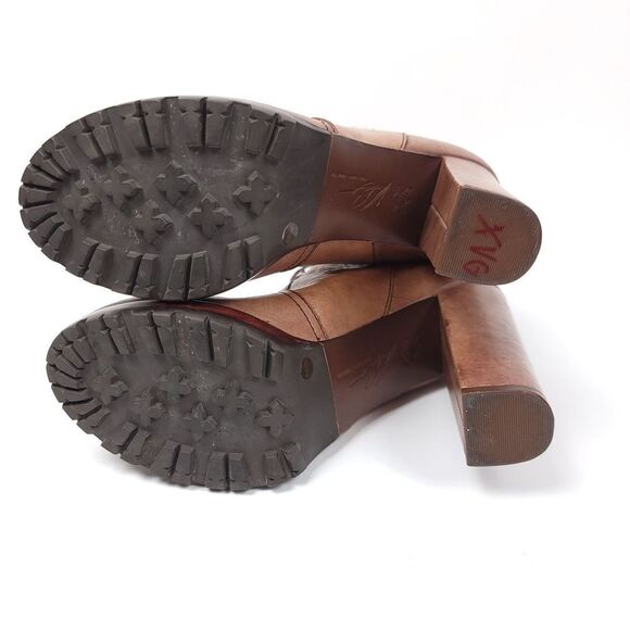 Vince Camuto Signature Hansel Tan Patina Heeled Lace Up Boots Women's 8.5 Brown - Picture 7 of 10